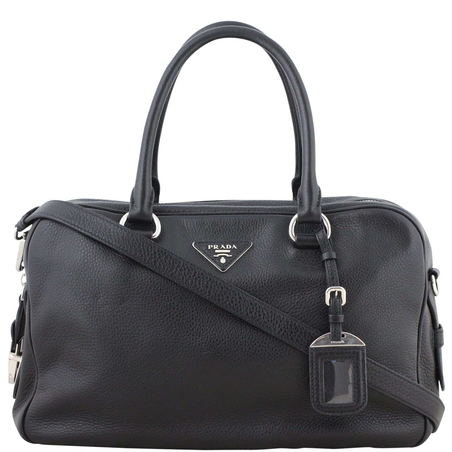 Prada Vitello Daino Bauletto Bag Front Strap