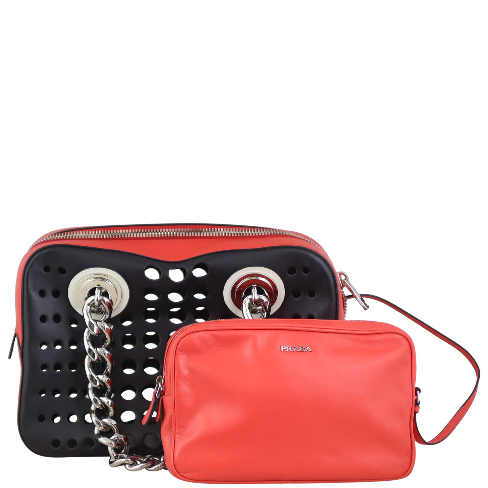 Prada Calfskin City Fori Chain Shoulder Bag Front