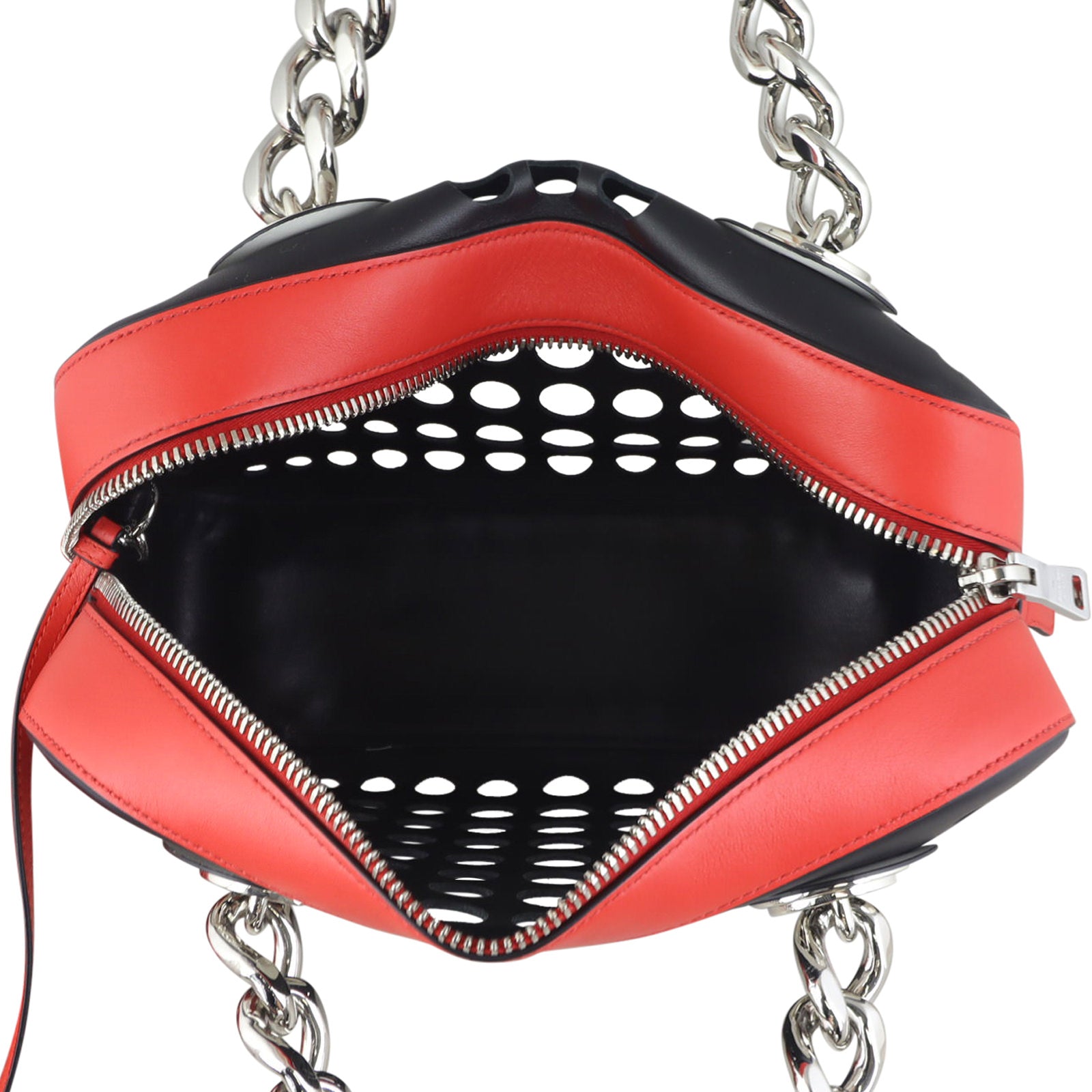 Prada Calfskin City Fori Chain Shoulder Bag Interior