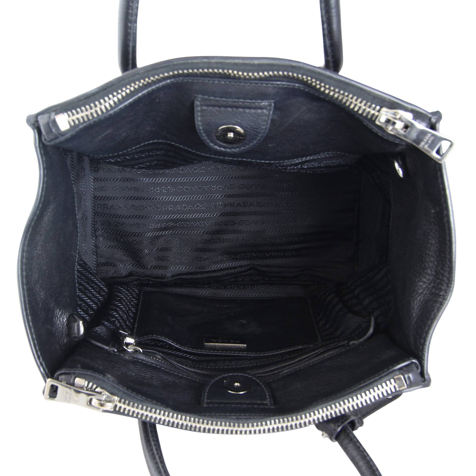 Prada Calfskin Twin Pocket Tote Interior