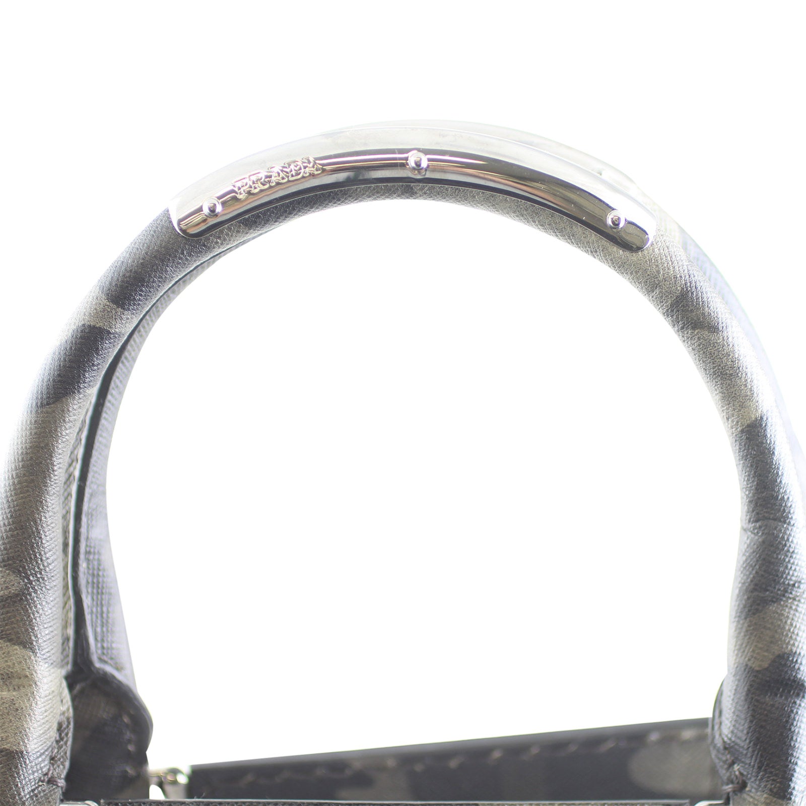 Prada Fumo Saffiano Leather Camouflage Tote Bag Handle