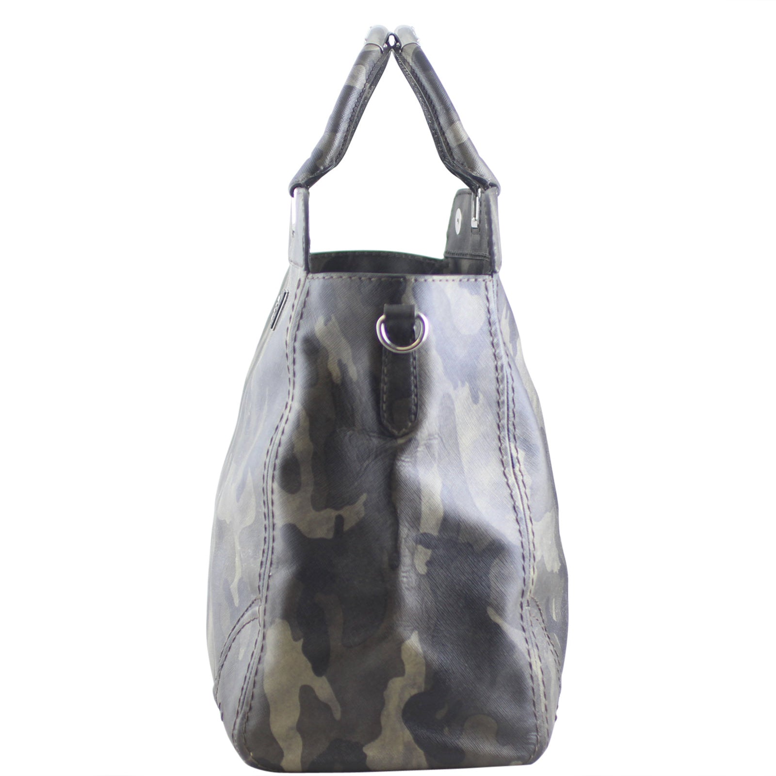 Prada Fumo Saffiano Leather Camouflage Tote Bag Right