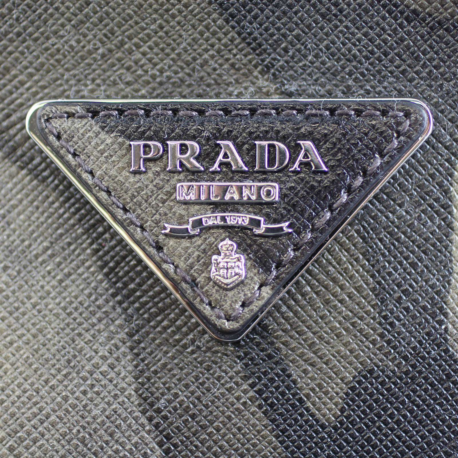 Prada Fumo Saffiano Leather Camouflage Tote Bag Logo