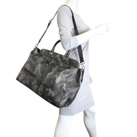 Prada Fumo Saffiano Leather Camouflage Tote Bag Mannequion