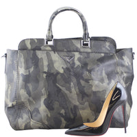 Prada Fumo Saffiano Leather Camouflage Tote Bag Scale