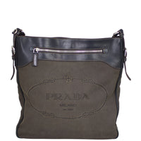 Prada Canvas Logo Messenger Front
