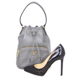 Prada Duet Leather Bucket Bag Shoe