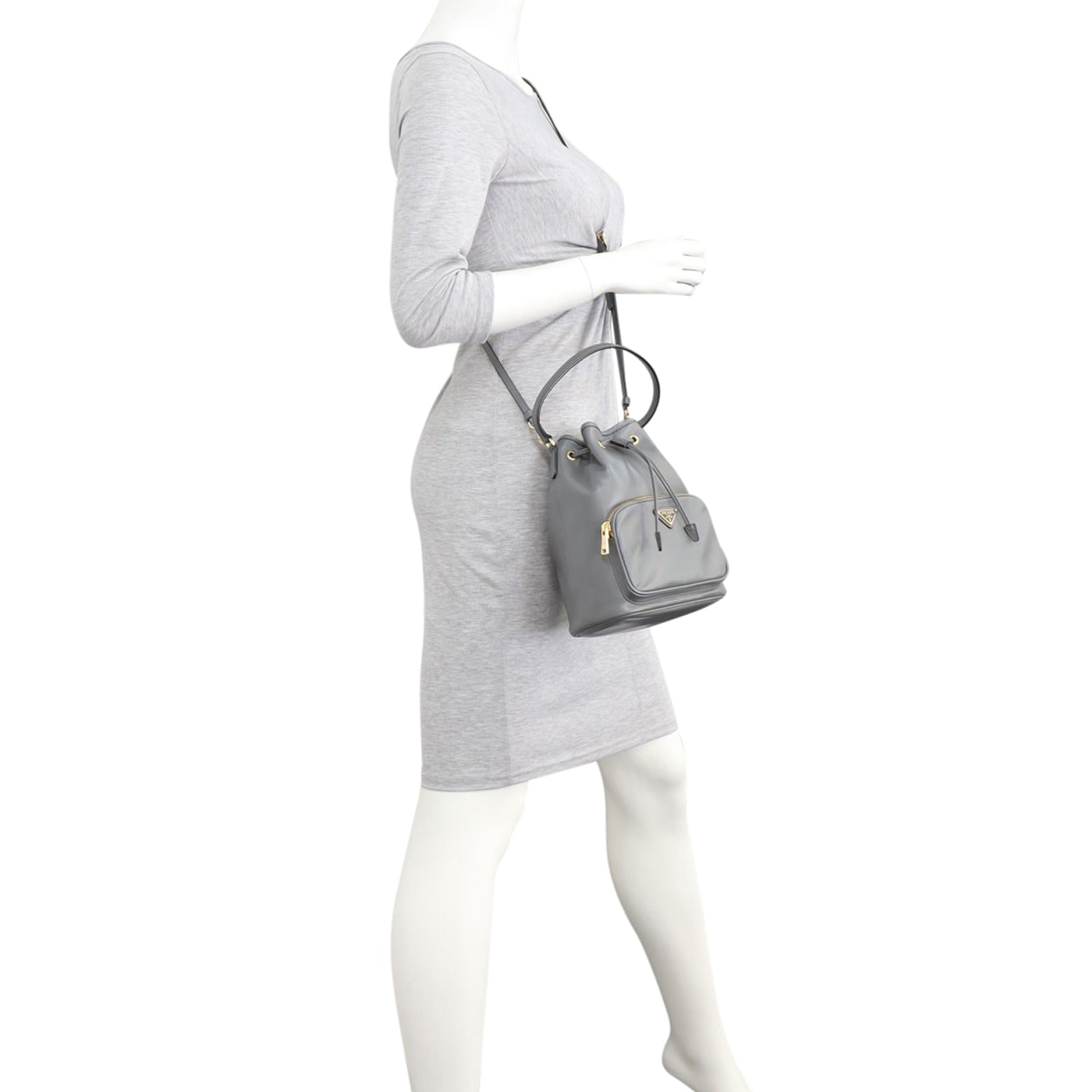 Prada Duet Leather Bucket Bag Mannequin