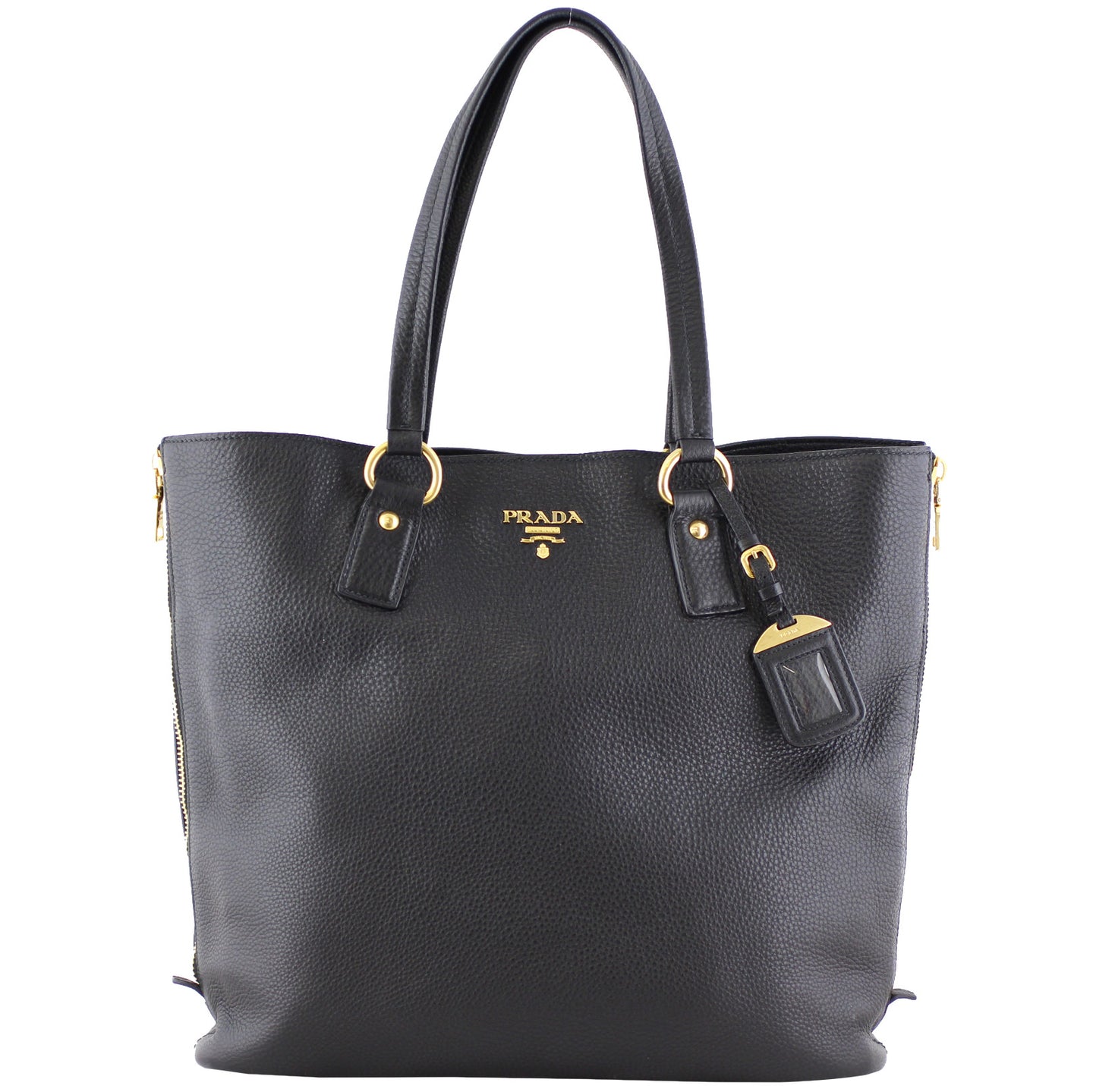 Prada Vitello Daino Large Expandable Shopper Tote Front