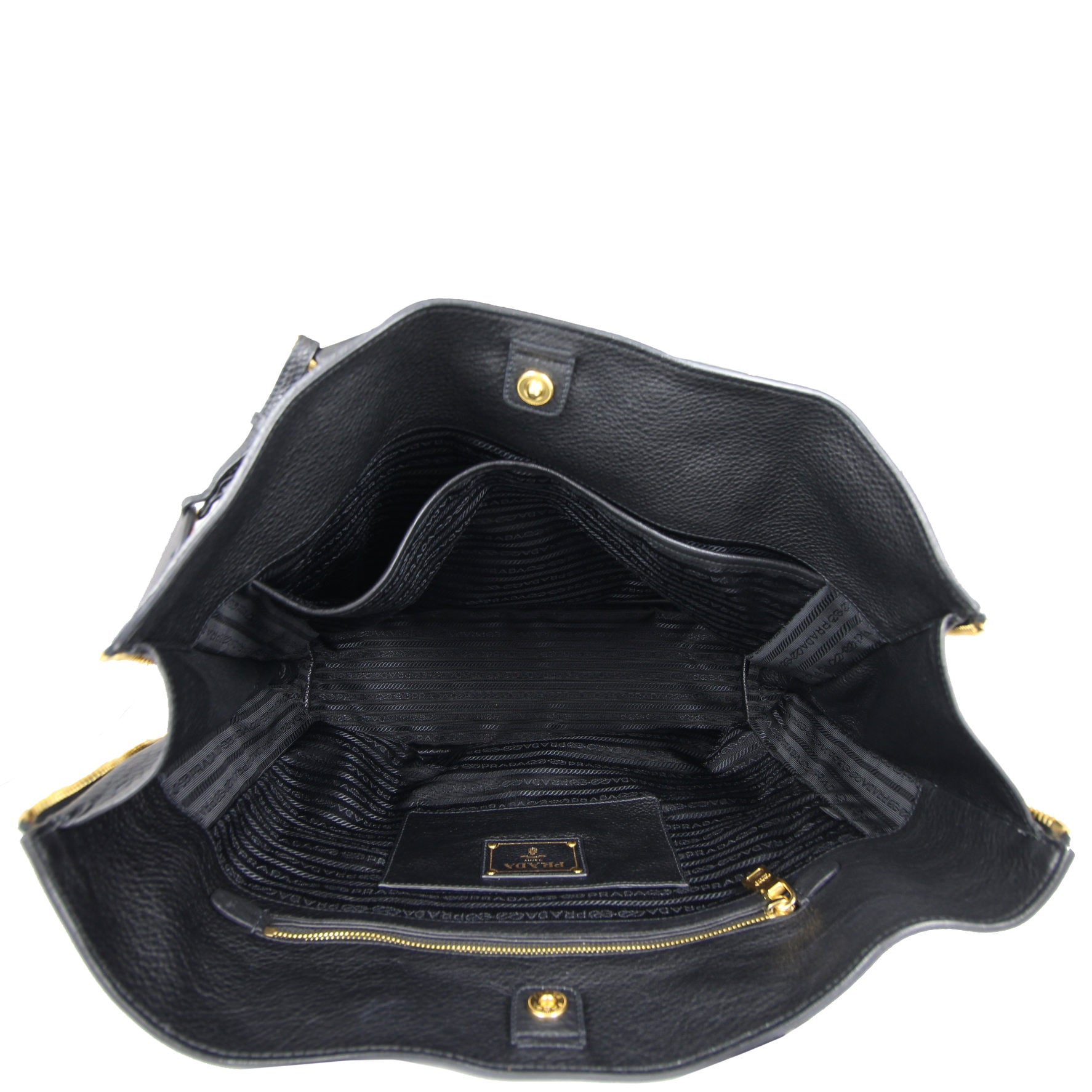 Prada Vitello Daino Large Expandable Shopper Tote Interior