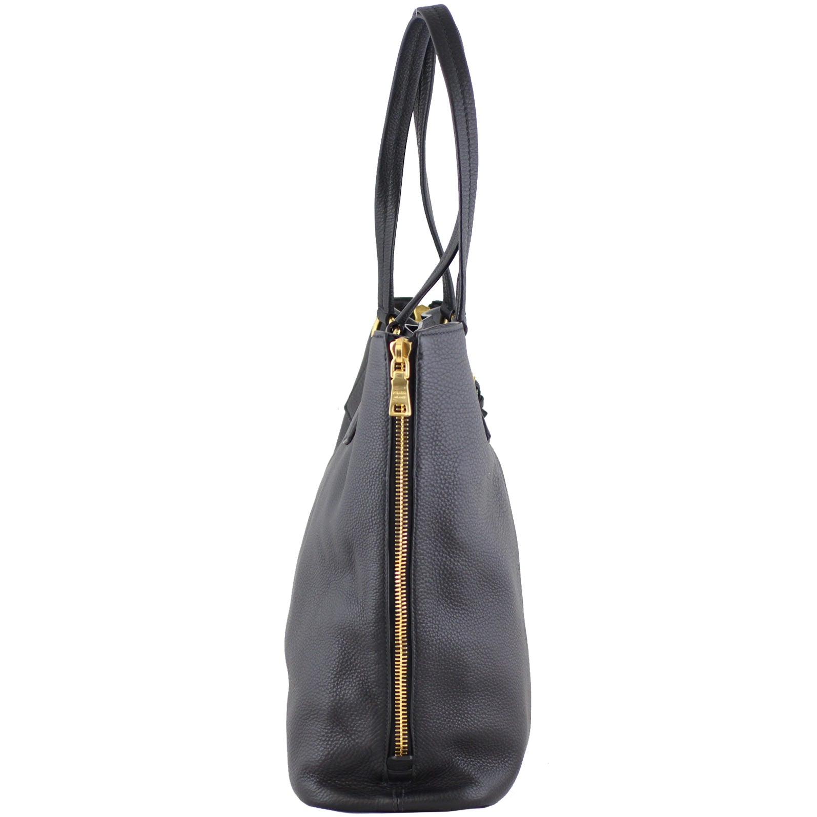 Prada Vitello Daino Large Expandable Shopper Tote Right