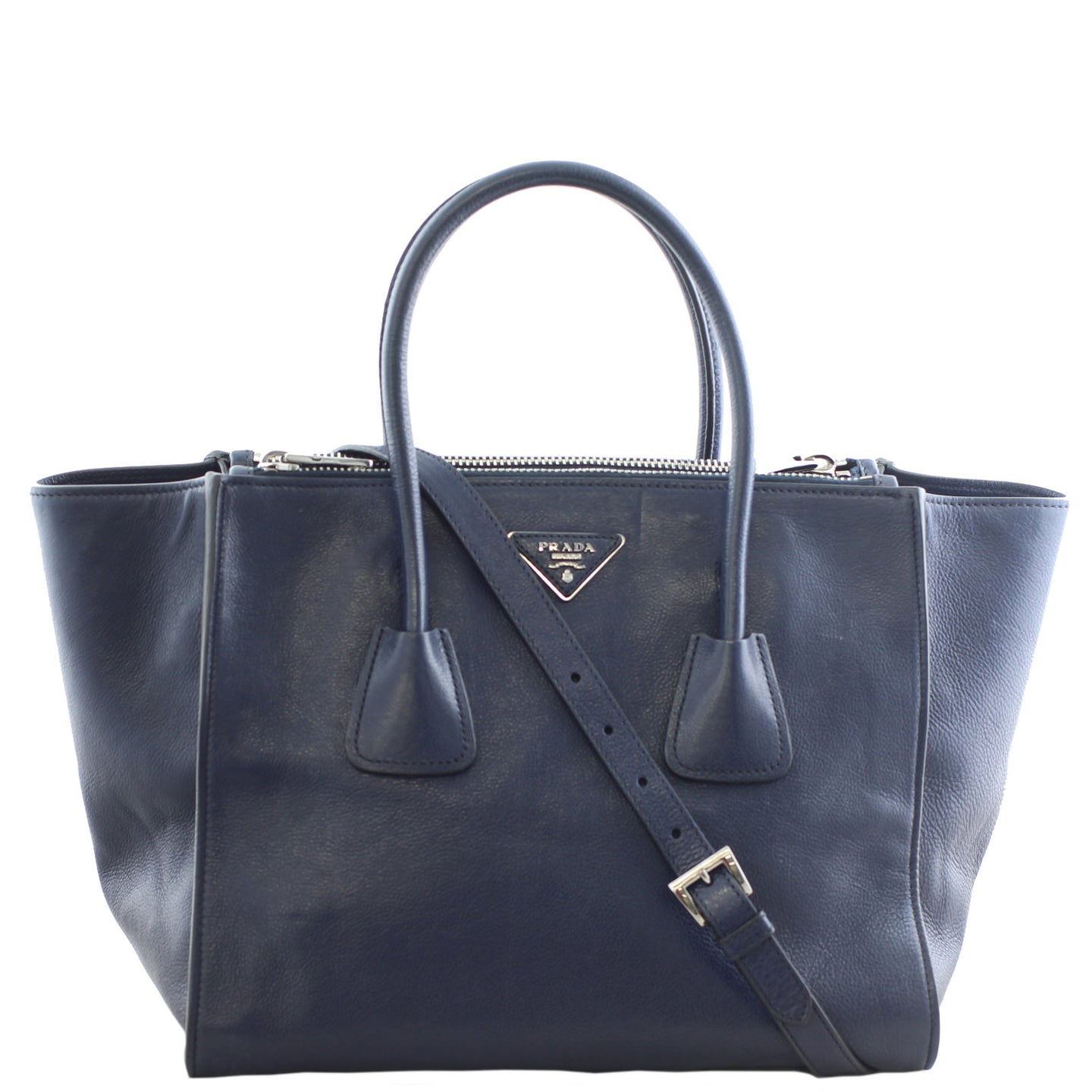 Prada Twin Pocket Glace Calfskin Tote Front
