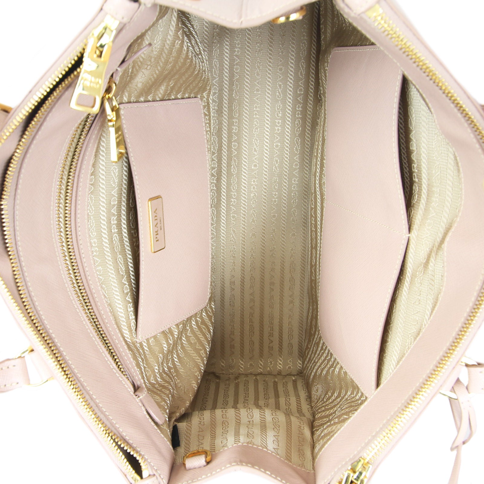 Prada Saffiano Lux Galleria Double Zip Tote Medium Interior