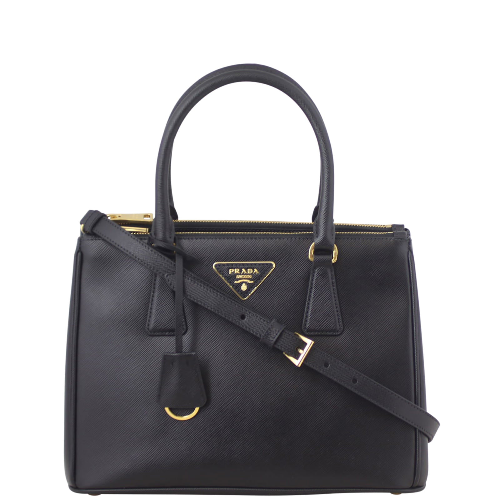 Prada Saffiano Lux Galleria Double Zip Tote Small Front