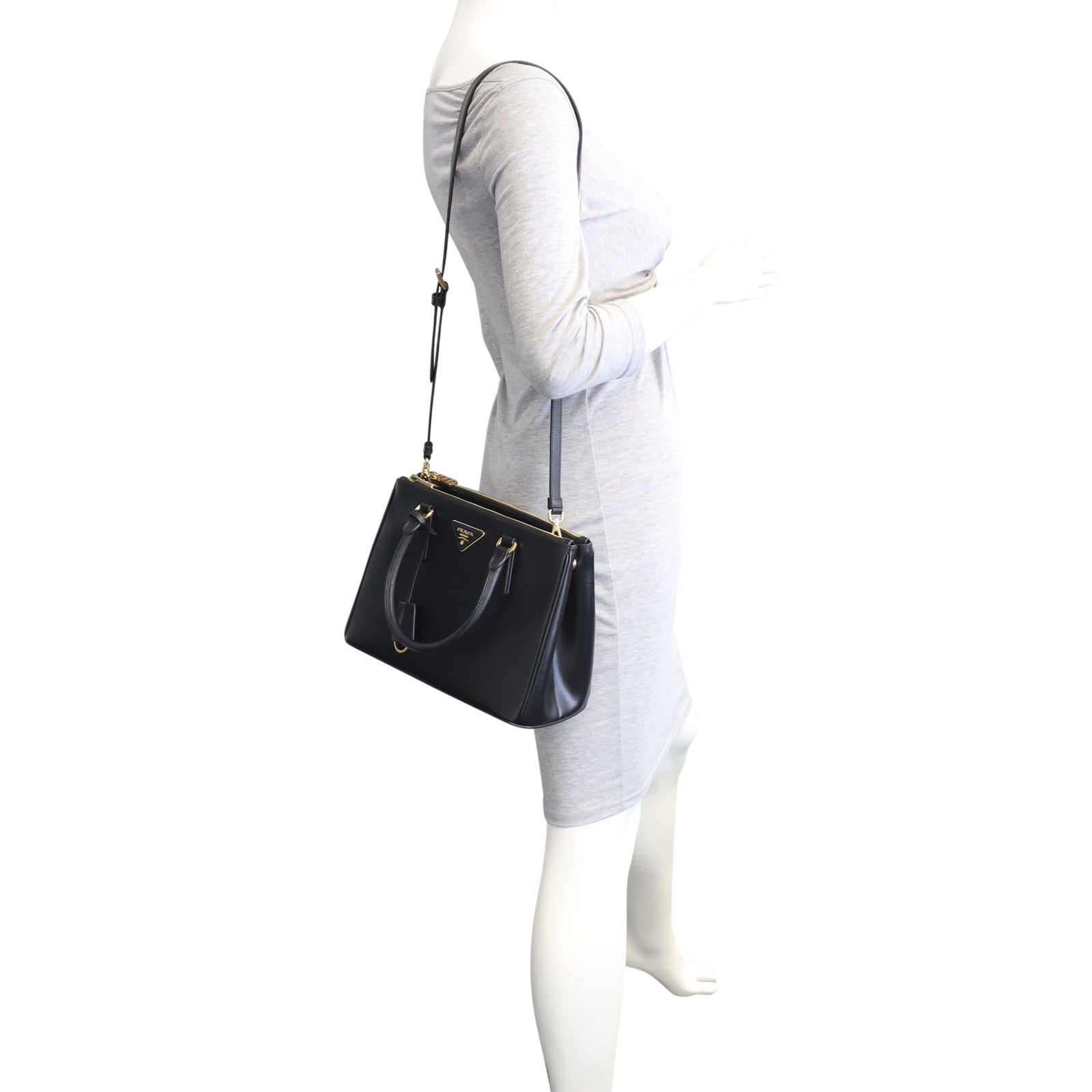 Prada Saffiano Lux Galleria Double Zip Tote Small Mannequin