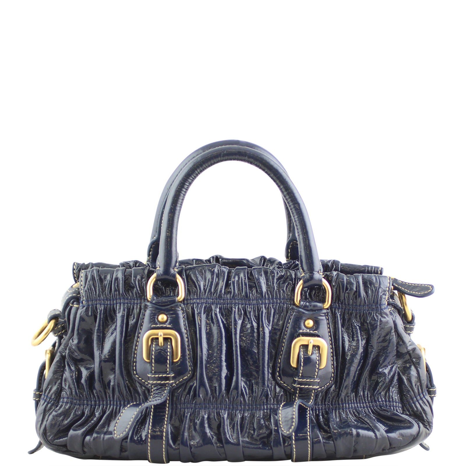 Prada Gathered Patent Bag Back