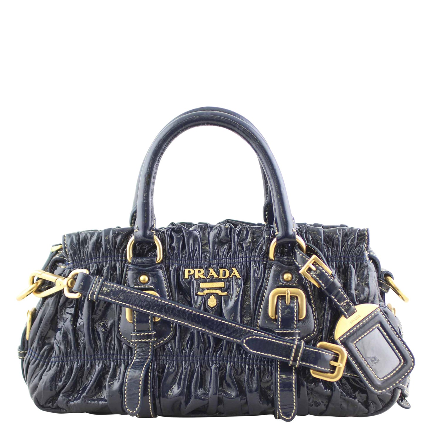 Prada Gathered Patent Bag Front