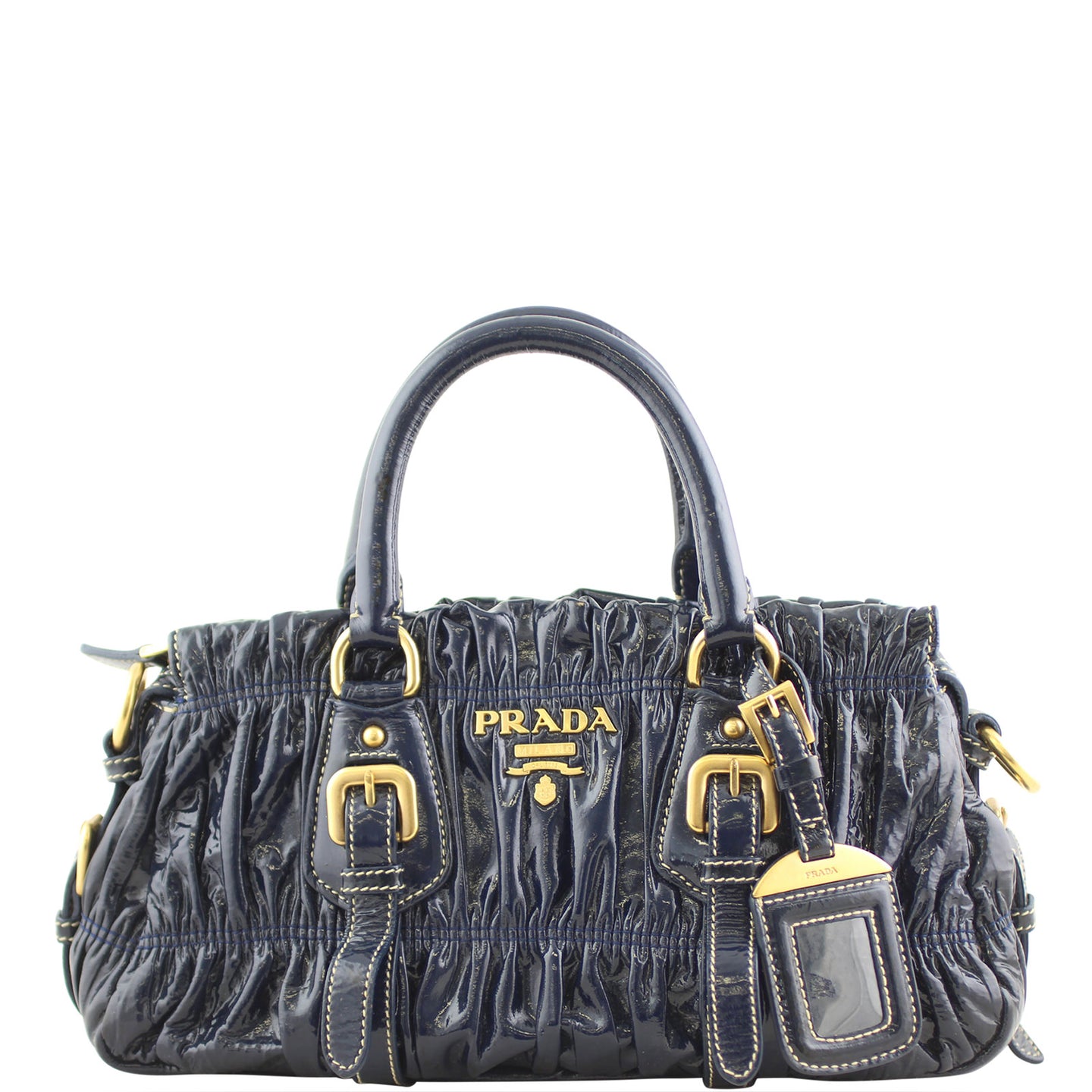 Prada Gathered Patent Bag Front