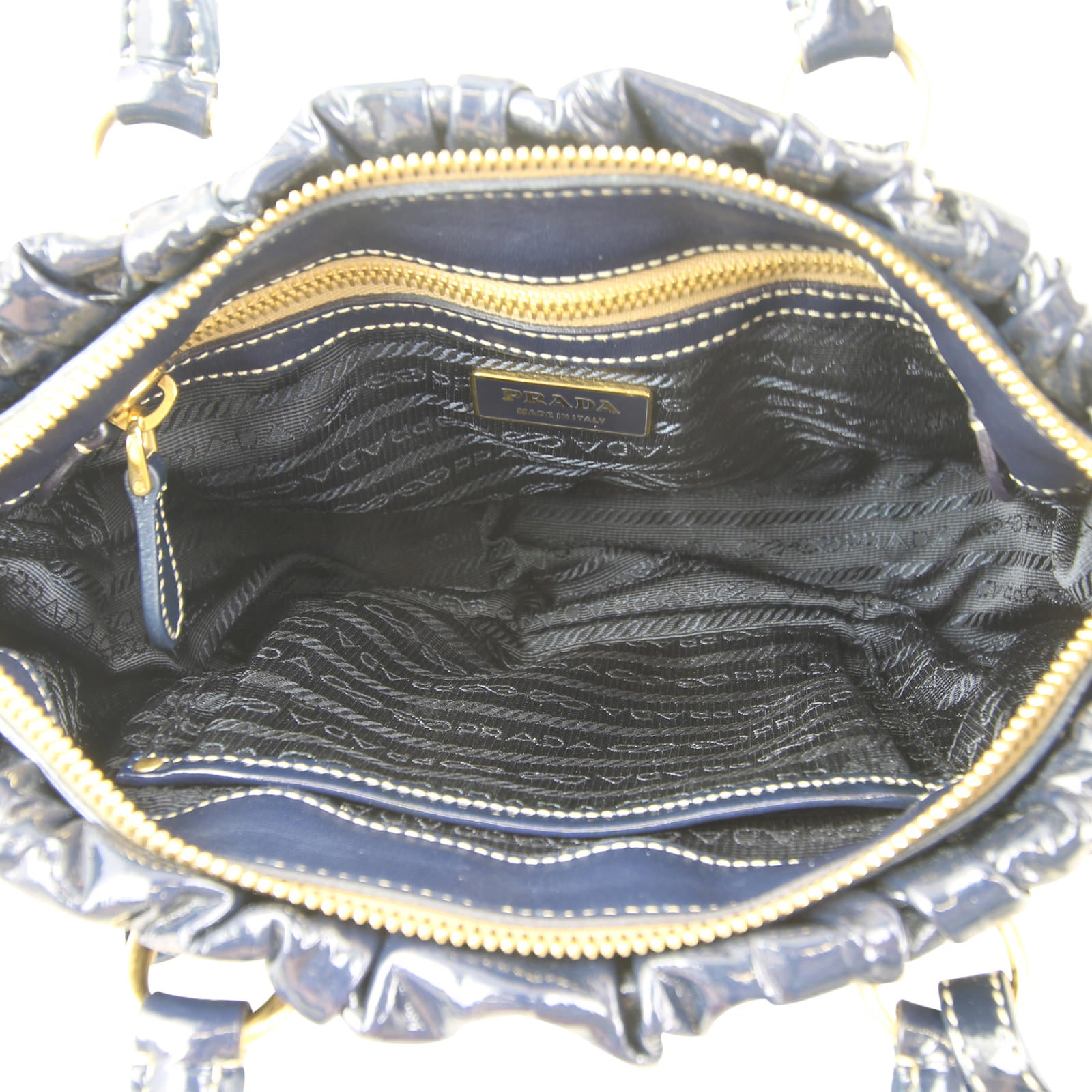 Prada Gathered Patent Bag Interior