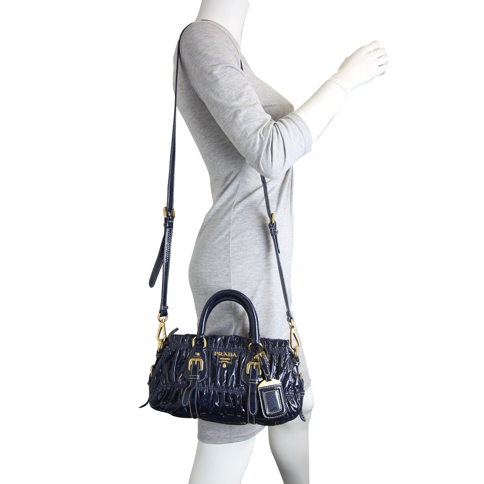 Prada Gathered Patent Bag Mannequin