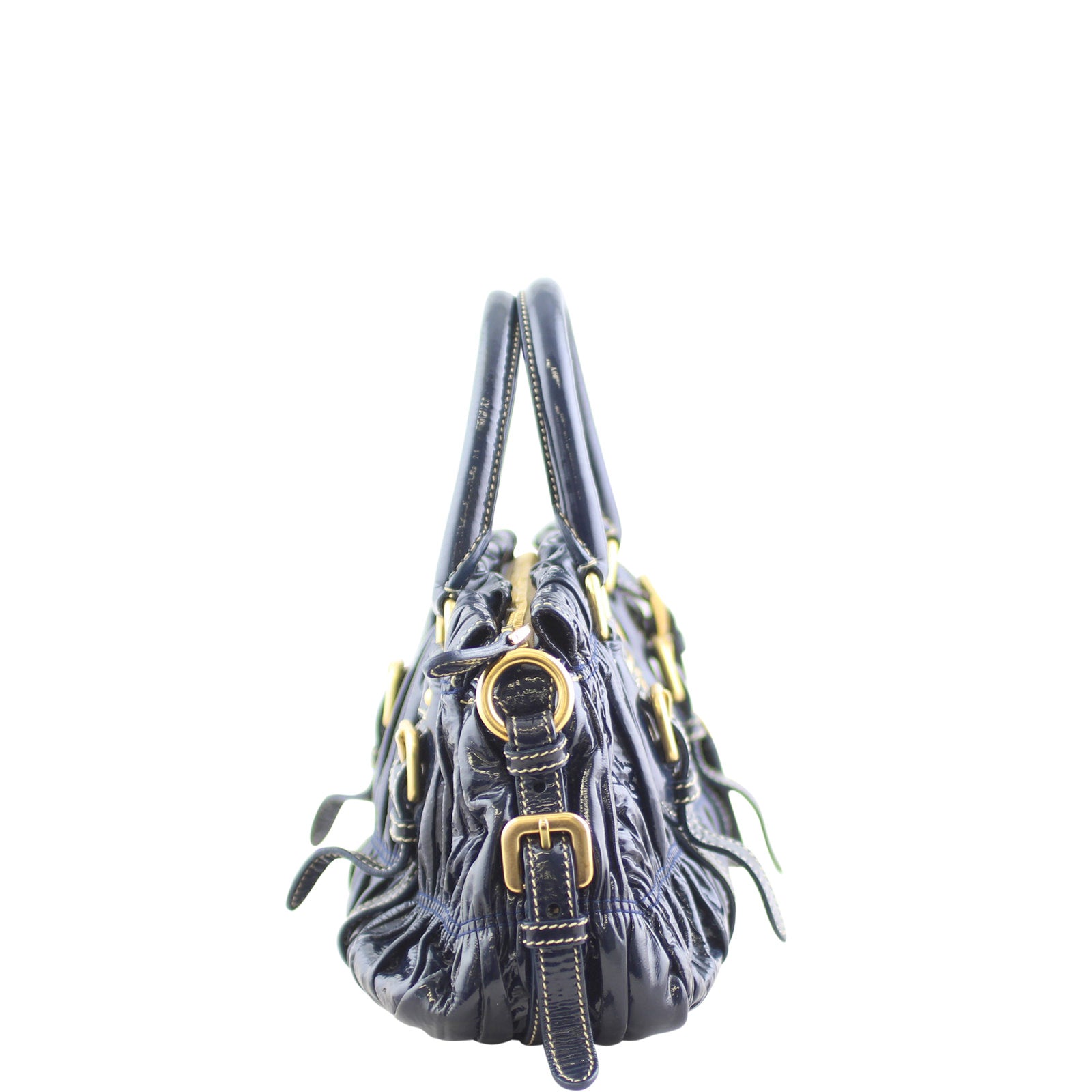 Prada Gathered Patent Bag Right