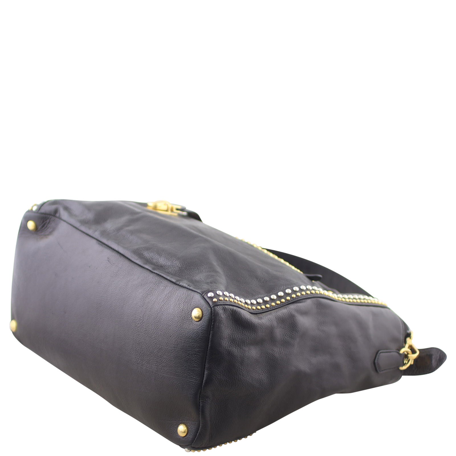 Prada Glace Calf Studded Tote Corner