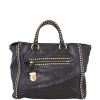 Prada Glace Calf Studded Tote Front