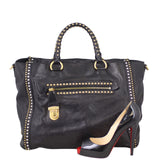 Prada Glace Calf Studded Tote Scale