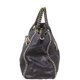 Prada Glace Calf Studded Tote Left