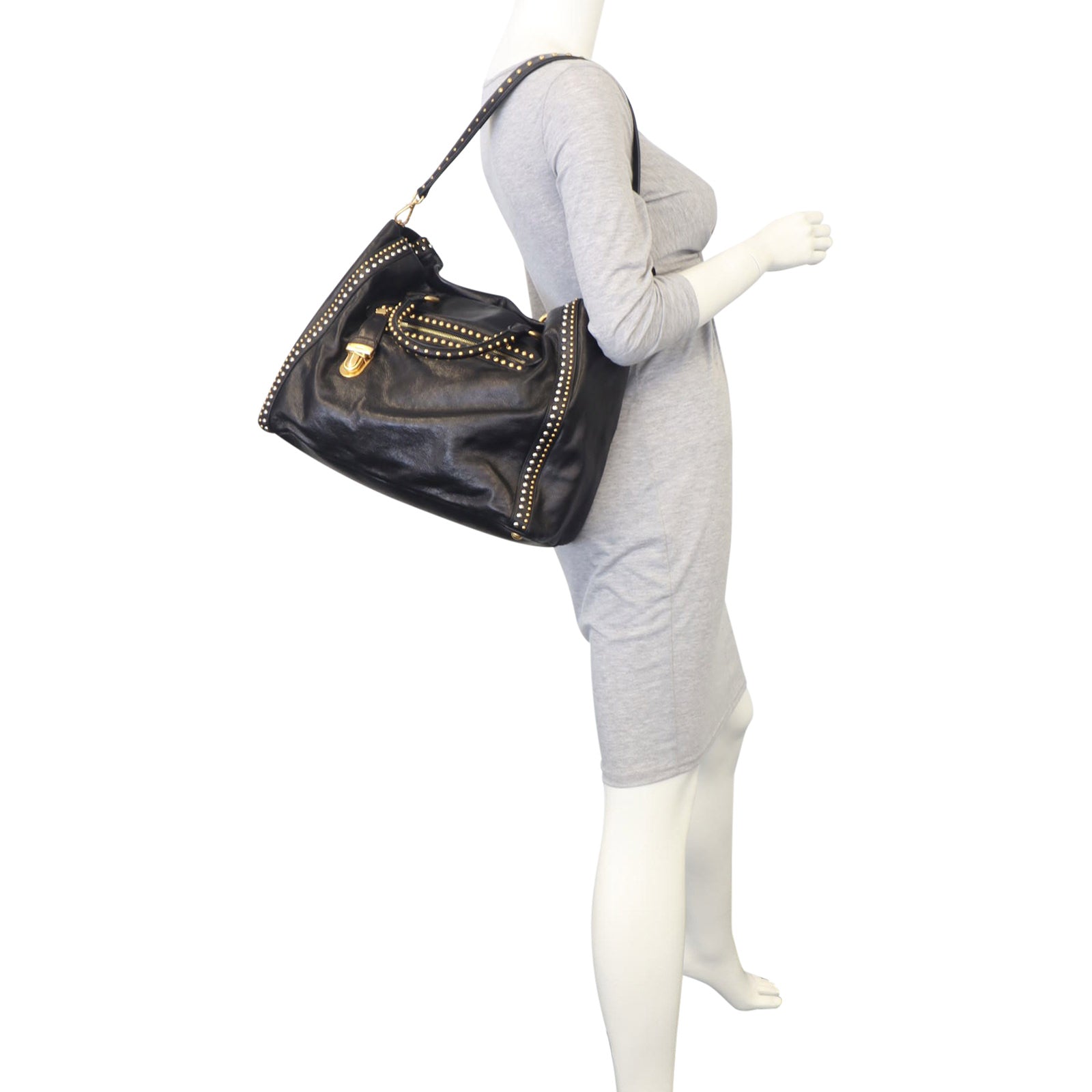 Prada Glace Calf Studded Tote Mannequin