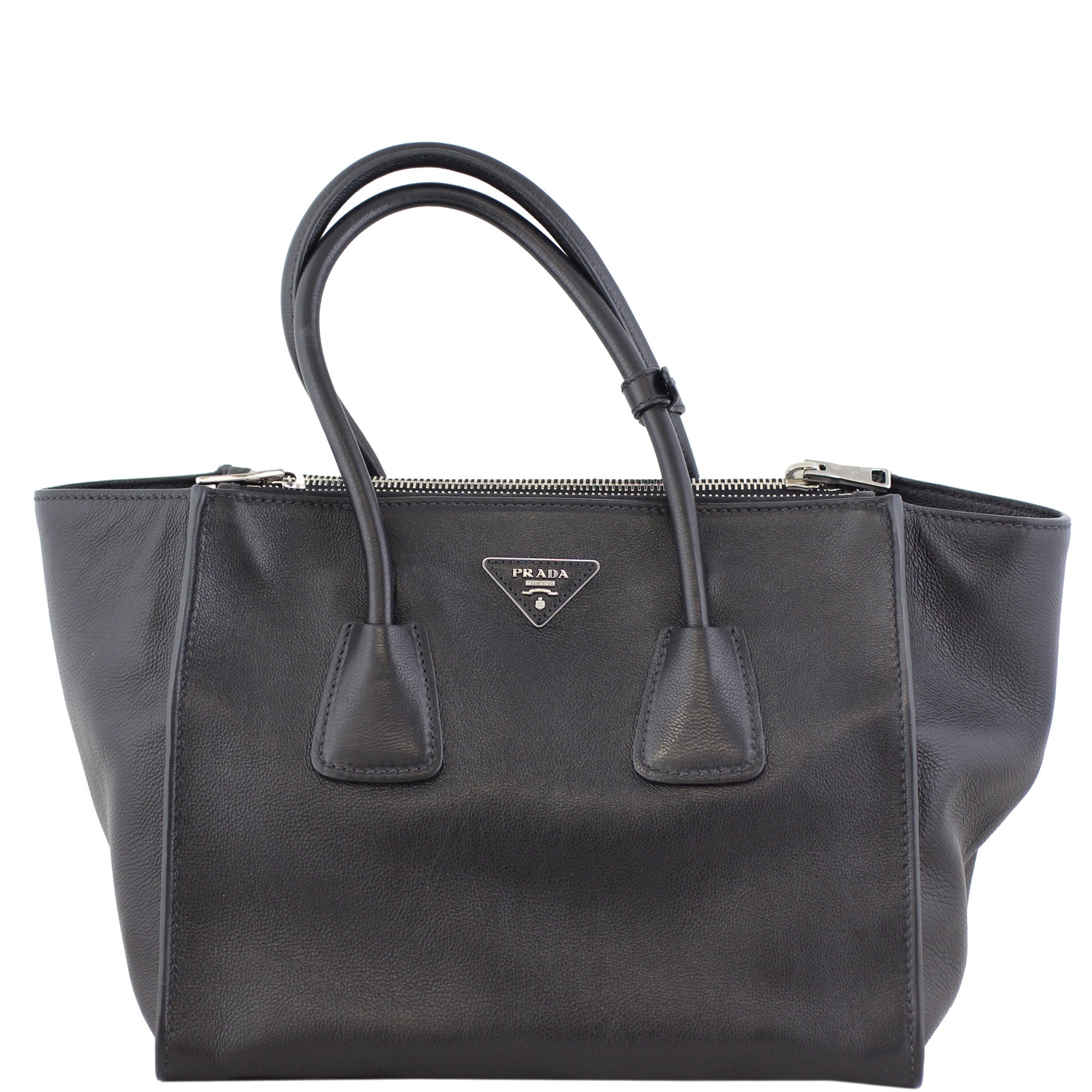 Prada Glace Calf Twin Pocket Tote Front