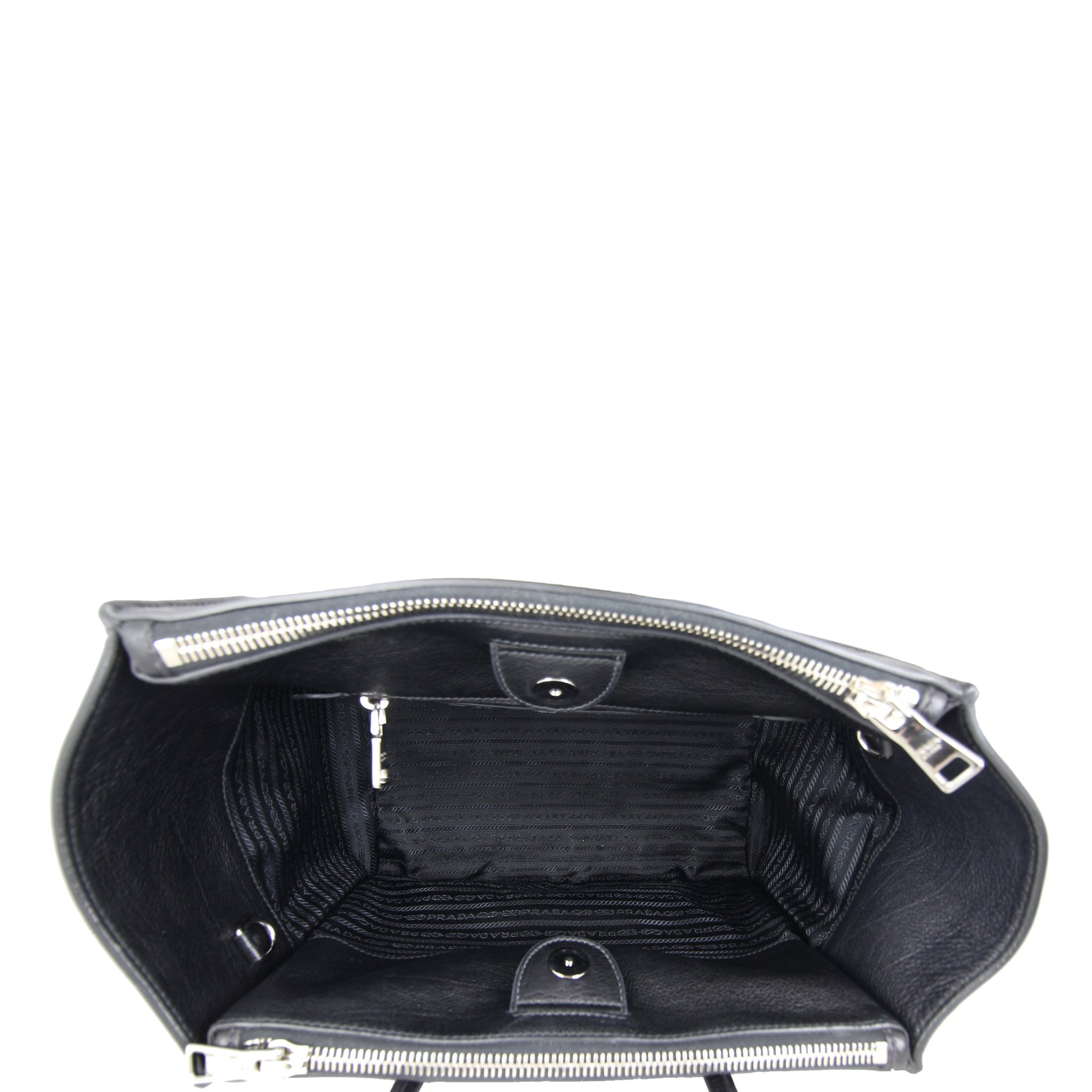 Prada Glace Calf Twin Pocket Tote Interior