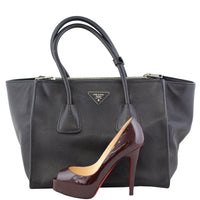 Prada Glace Calf Twin Pocket Tote Scale