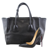 Prada Glace Twin Calfskin Tote Scale