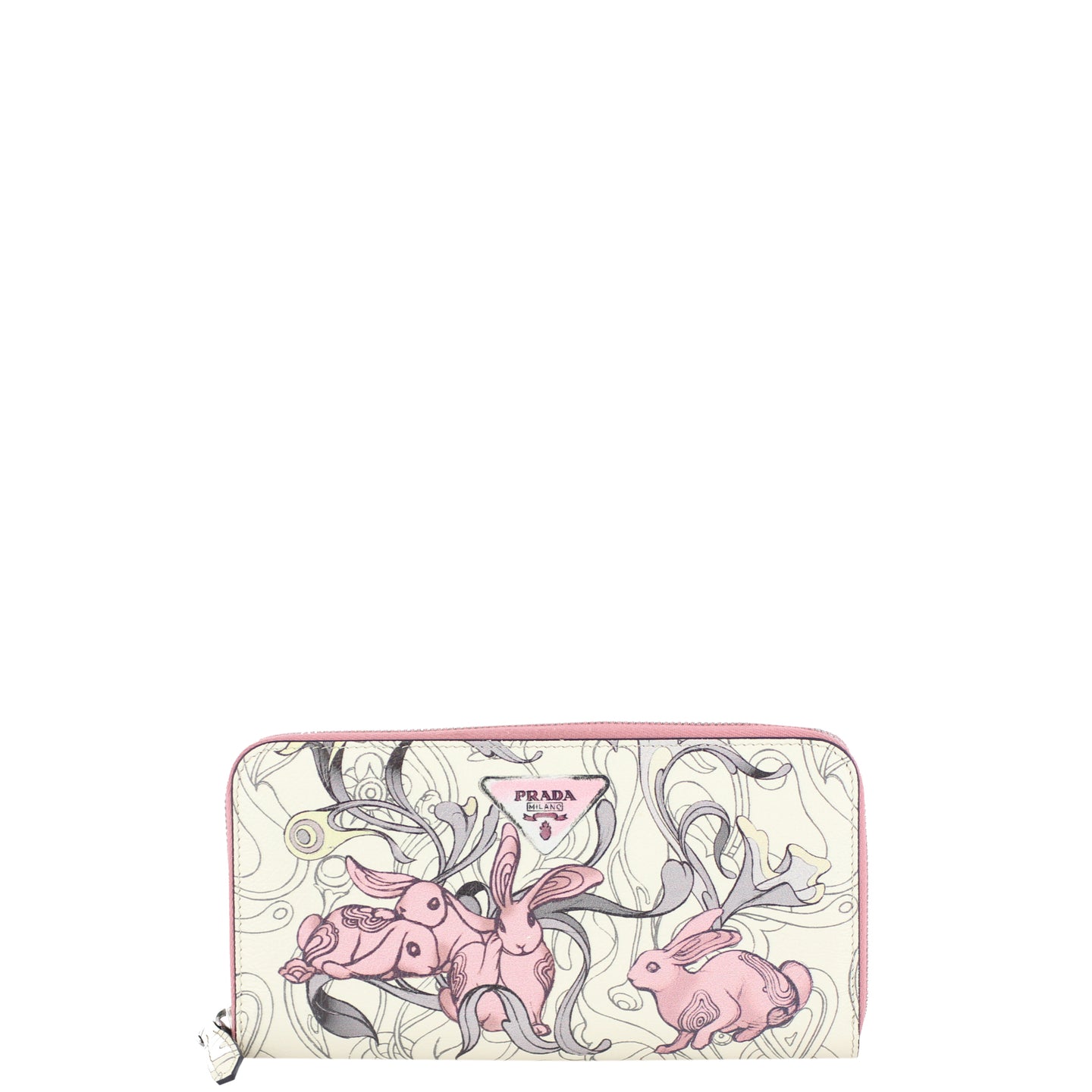 Prada Glace Rabbit Continental Zip Wallet Front