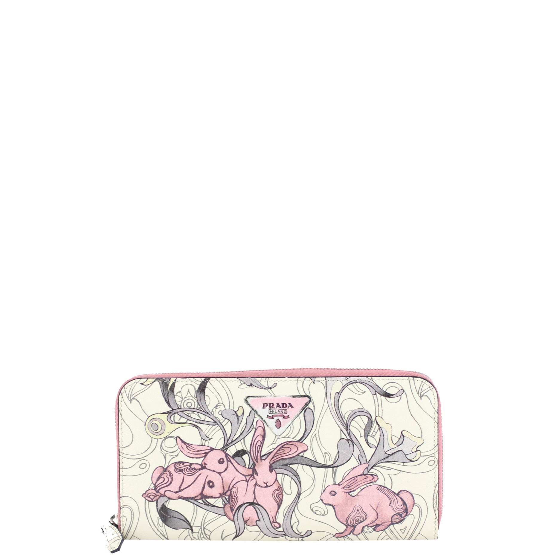Prada Glace Rabbit Continental Zip Wallet Front