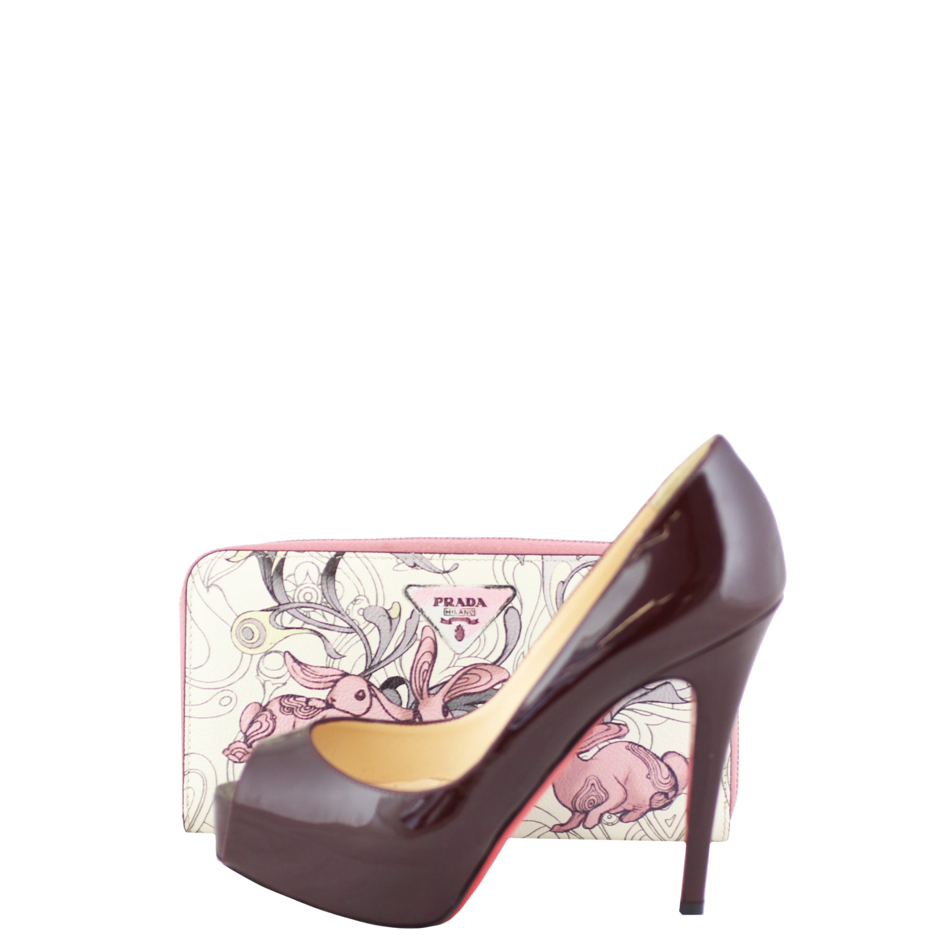 Prada Glace Rabbit Continental Zip Wallet Scale