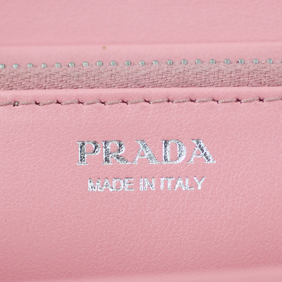 Prada Glace Rabbit Continental Zip Wallet Stamp