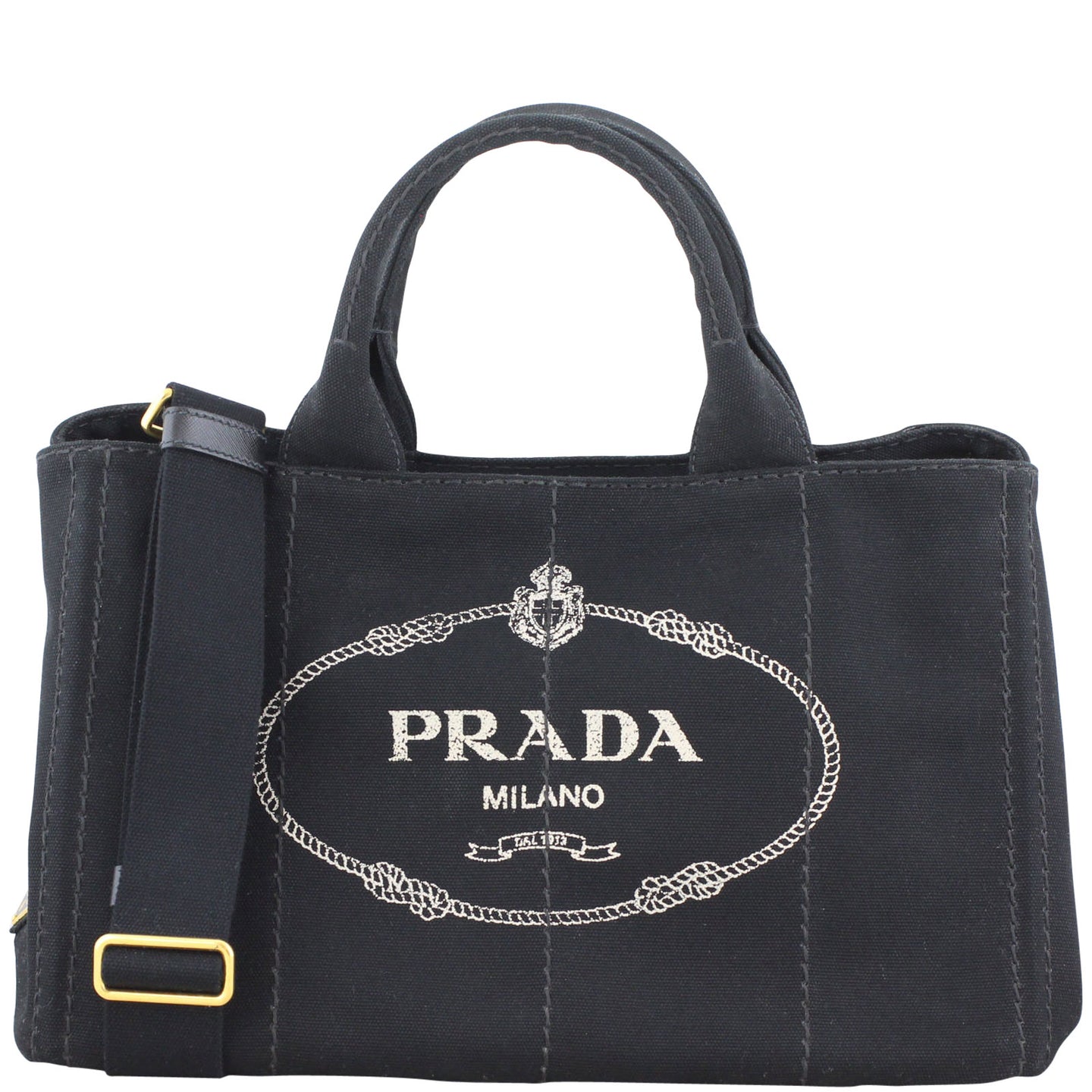 Prada Jardinera Large Canvas Shopper Front Strap