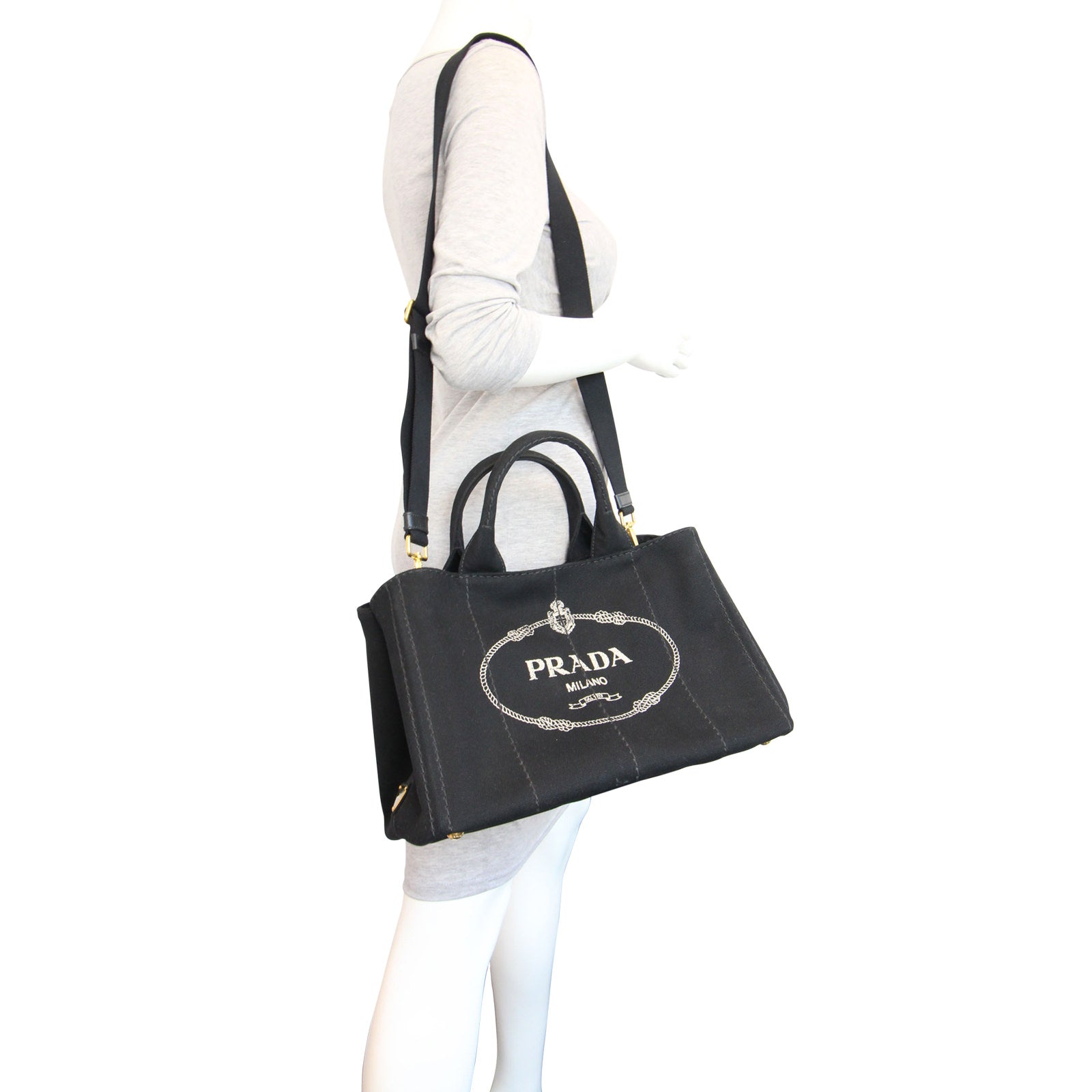 Prada Jardinera Large Canvas Shopper Mannequin
