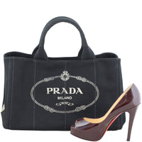 Prada Jardinera Large Canvas Shopper Scale