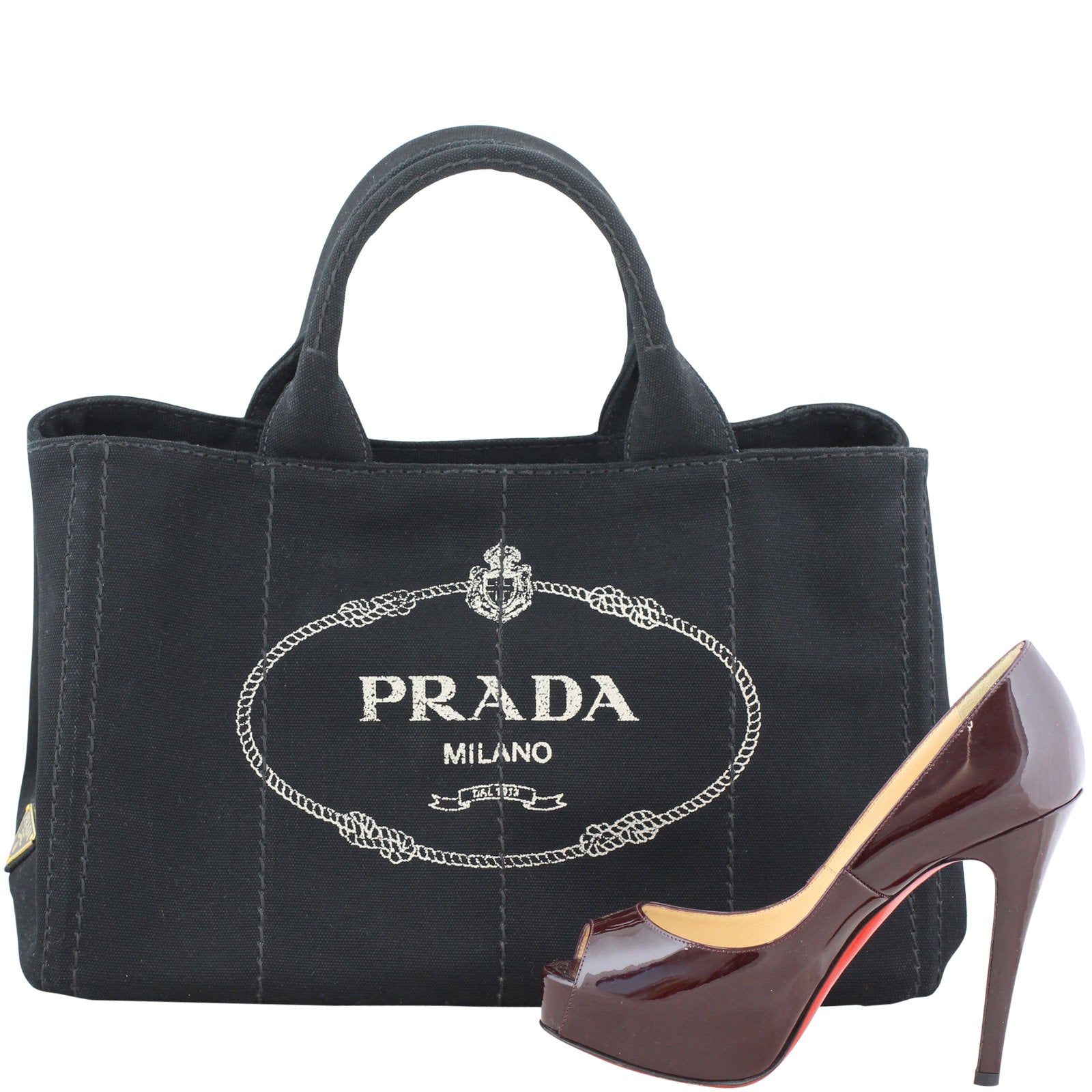 Prada Jardinera Large Canvas Shopper Scale