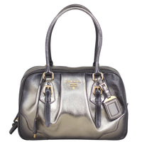 Prada Vitello Daino Antik Metallic Bowler Front