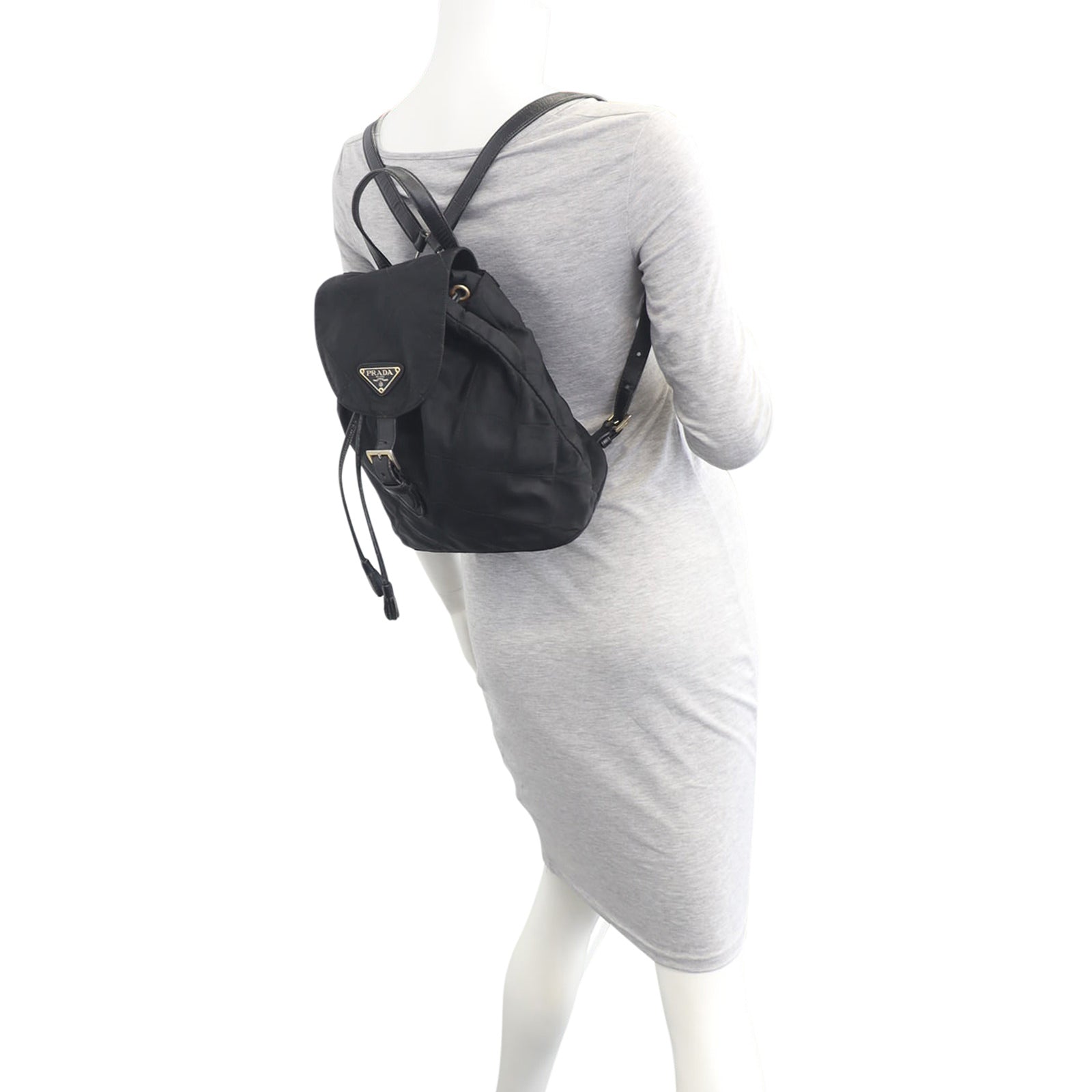 Prada Nylon Drawstring Backpack Mannequin