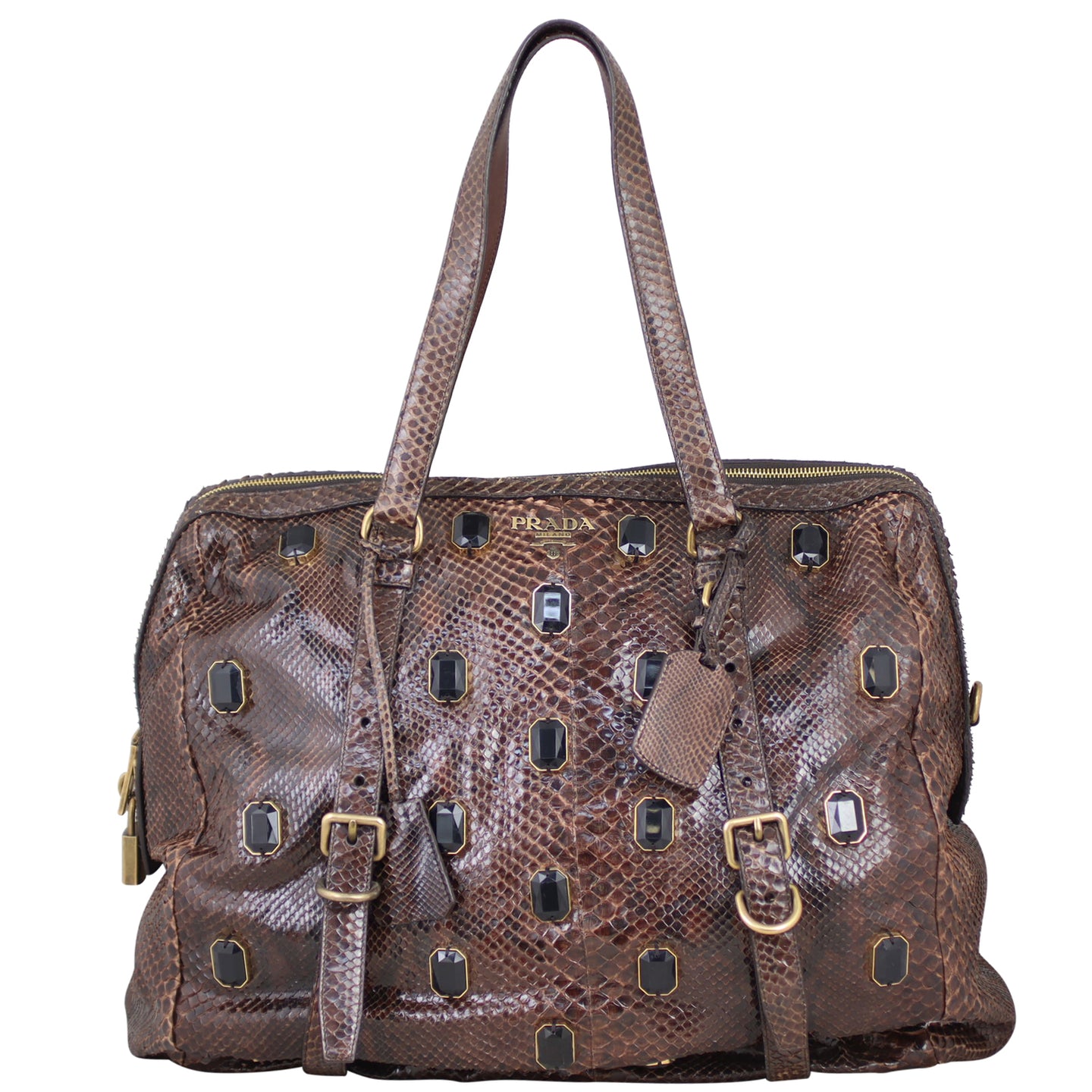 Prada Python Jewelled Tote Front