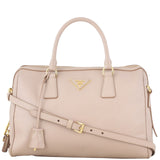 Prada Saffiano Bowler Bag Front Strap