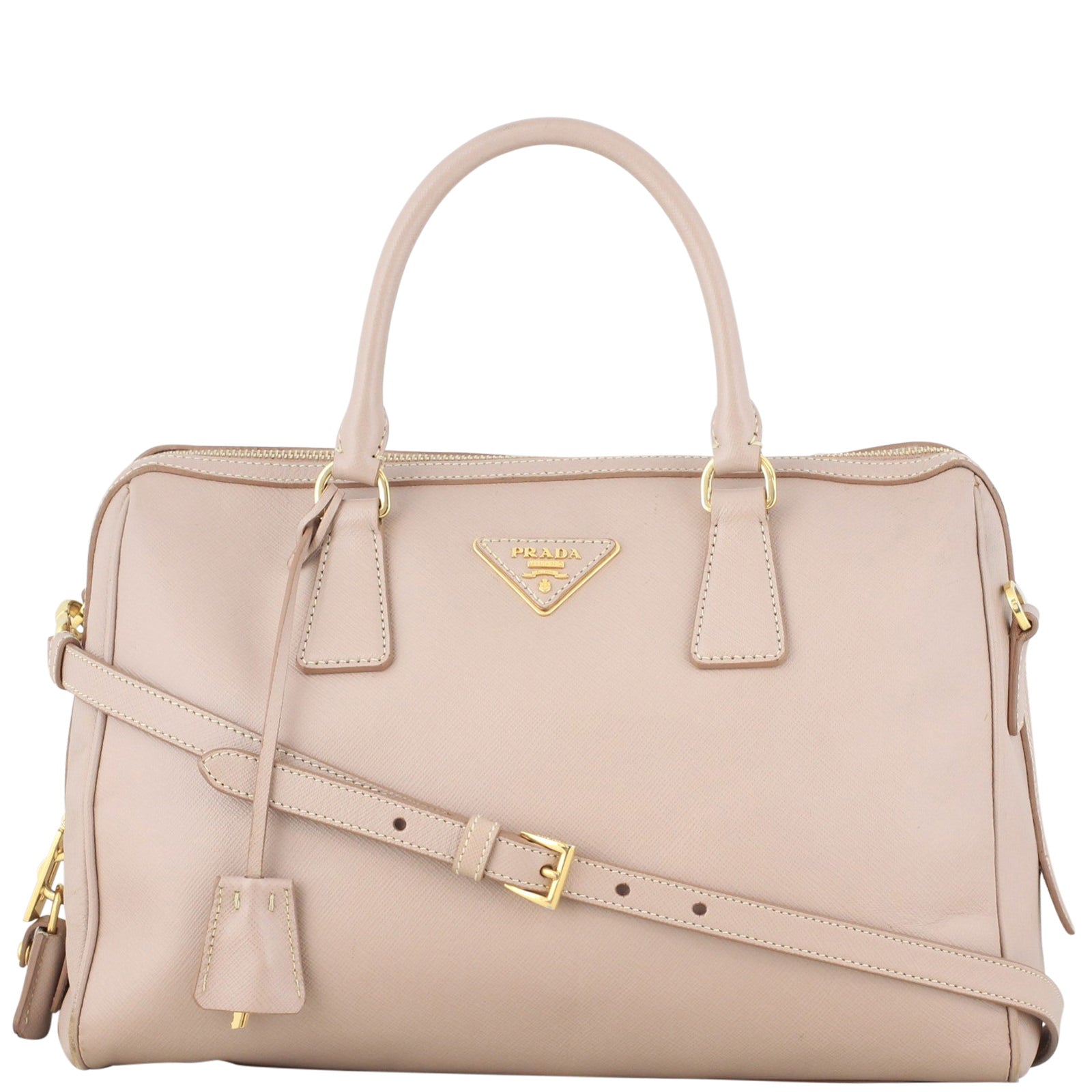 Prada Saffiano Bowler Bag Front Strap