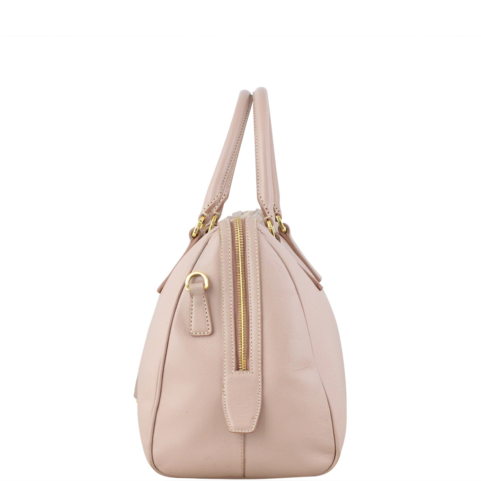 Prada Saffiano Bowler Bag Left