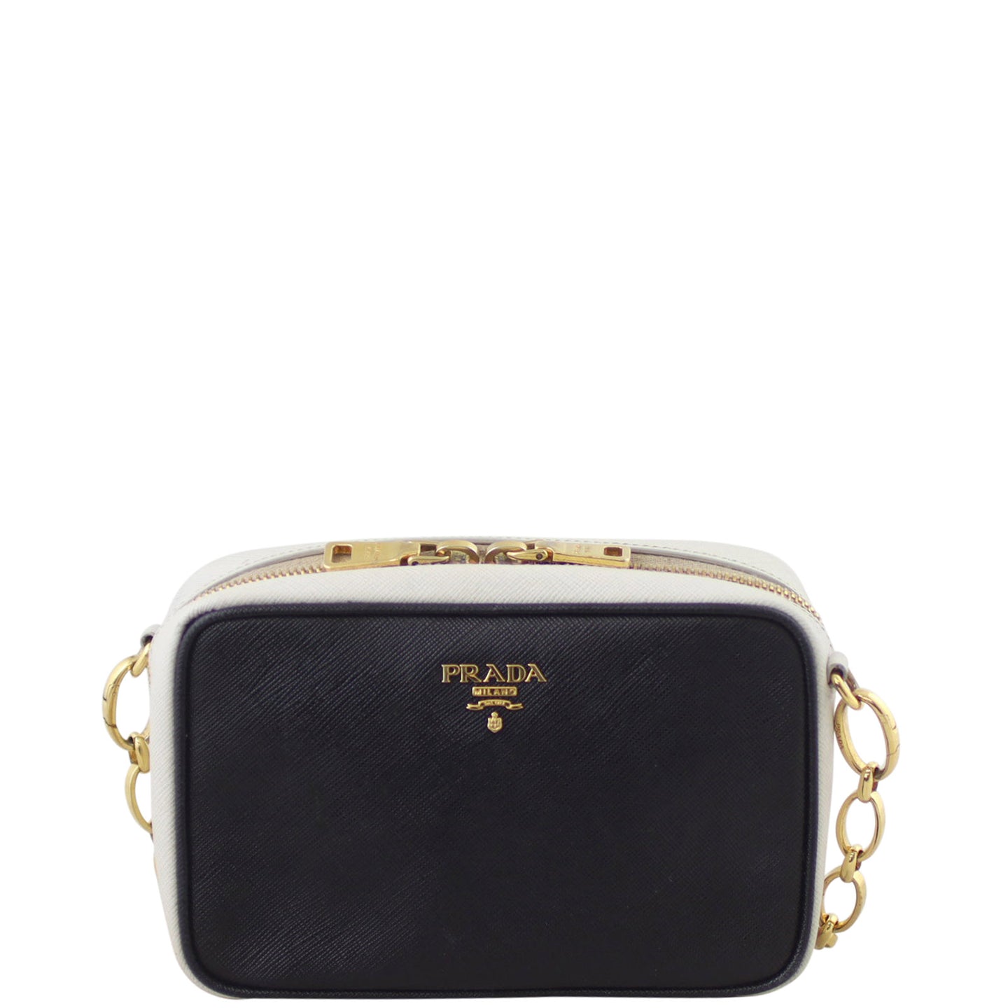 Prada Saffiano Camera Crossbody Chain Bag Front