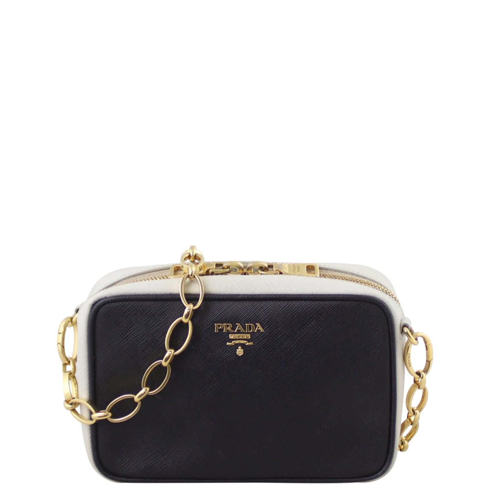 Prada Saffiano Camera Crossbody Chain Bag Front